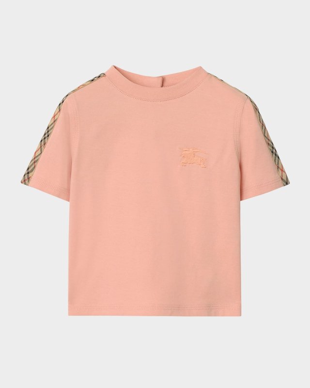 Girl's Cedar Check Tape Short-Sleeve T-Shirt, Size 6M-2